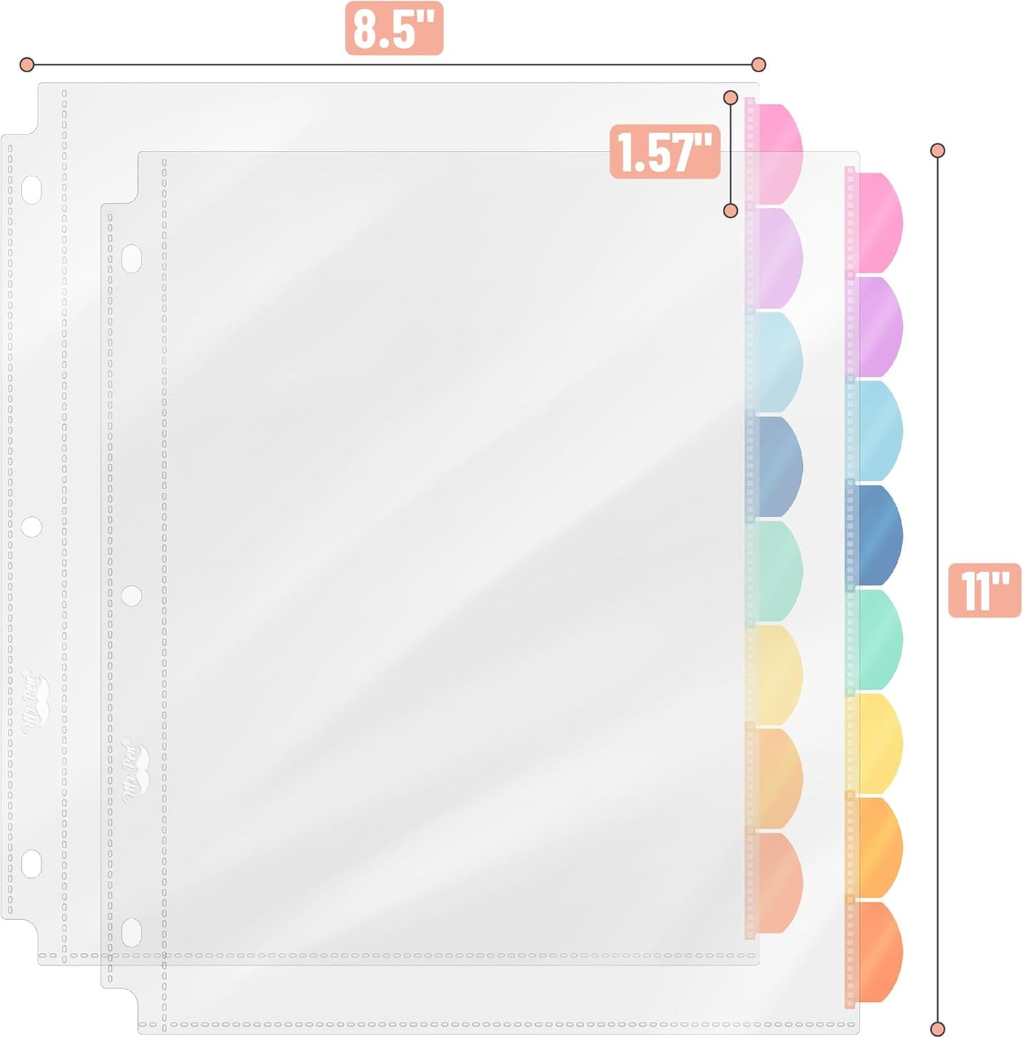 Mr. Pen- Clear Sheet Protectors with Binder Tabs, 8 Tabs, 2 Sets, Clear Binder Sheet Protectors