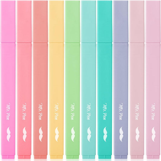 Mr. Pen- Aesthetic Highlighters, 10 pcs, Chisel Tip, Pastel Colors, Cute Highlighters Assorted Colors