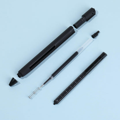 Retractable Gel Pens with Ruler, 5 Pack, Black Ink Gel Pens, Gel Pens Fine Point 0.5mm, Retractable Pens, Gel Ink Pens, Aesthetic Pens for Journaling Fine Tip Pens