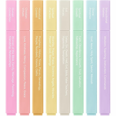 Mr. Pen- Bible Highlighters with Color-Coding System, 8 Pack, Soft Pastel Aesthetic Highlighters Assorted Colors