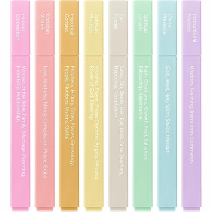 Mr. Pen- Bible Highlighters with Color-Coding System, 8 Pack, Soft Pastel Aesthetic Highlighters Assorted Colors