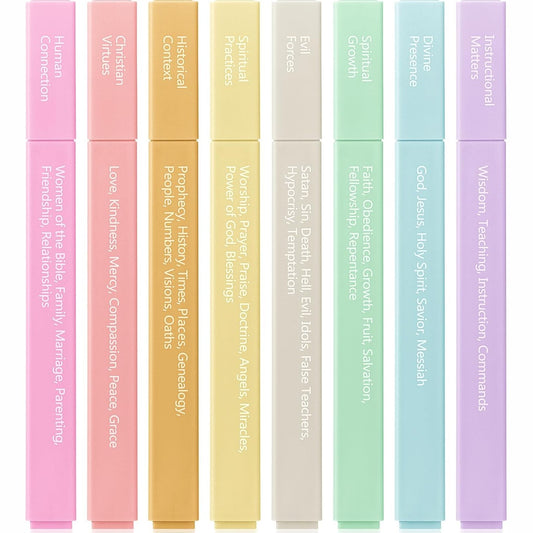 Mr. Pen- Bible Highlighters with Color-Coding System, 8 Pack, Soft Pastel Aesthetic Highlighters Assorted Colors
