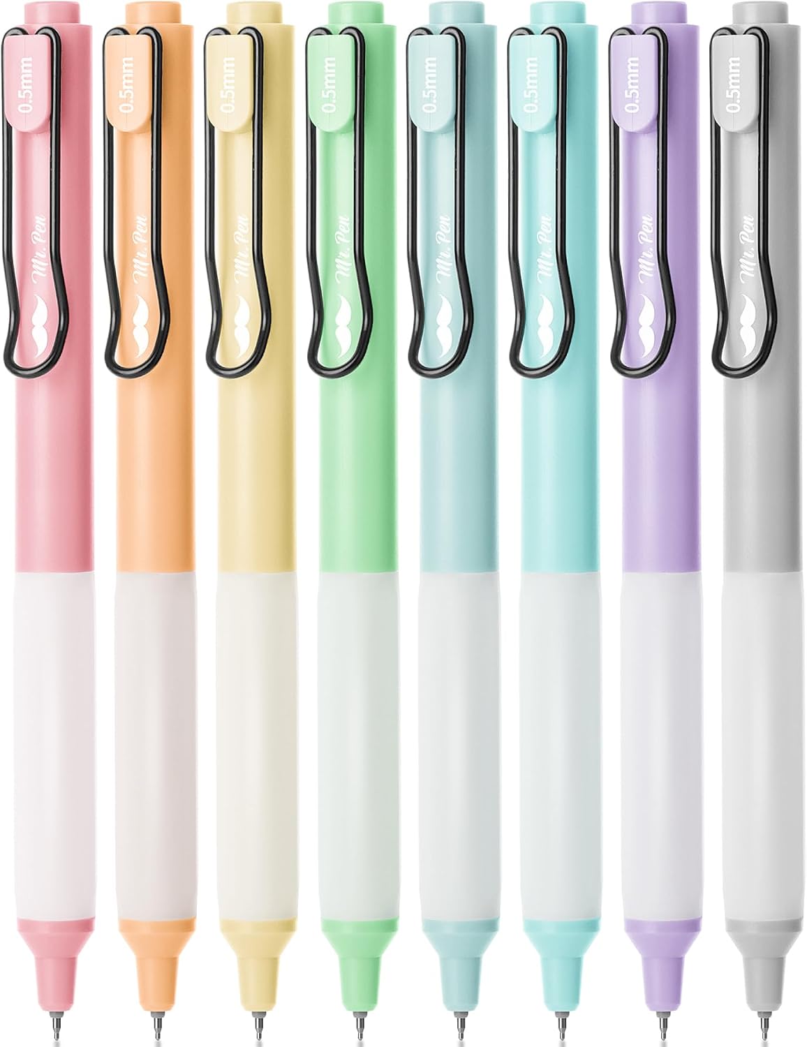 Mr. Pen- Retractable Gel Pens, 8 Pack, Black Ink, Pastel Barrels
