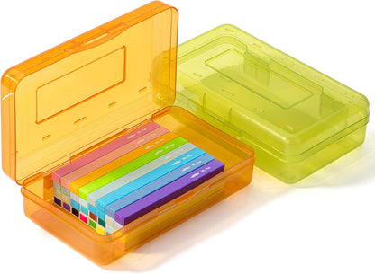 Mr. Pen- Pencil Box, 2 Pack, Green & Orange, Plastic Pencil Box Case, Pencil Case, Crayon Box