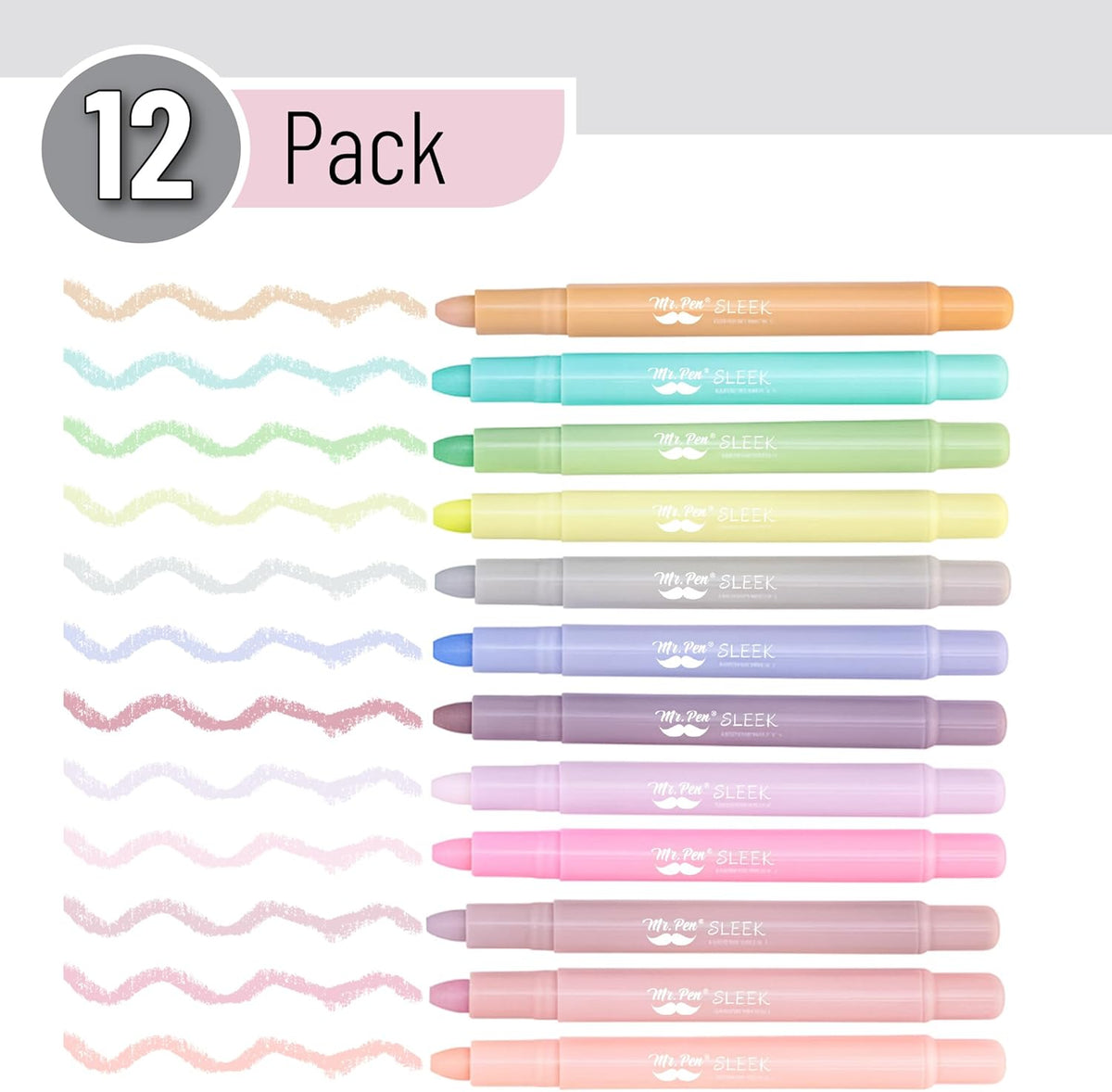 Mr. Pen- Gel Highlighter, 12 Pack, Morandi Colors, Bible Highlighters No Bleed