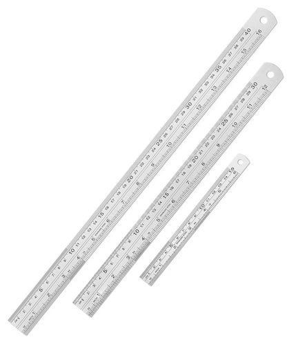 Stainless Steel Ruler, 3 pcs, 6", 12", 16", Imperial & Metric Measurements, Metric Metal Ruler Set, mm Ruler, Metal Rulers, Small Metal Ruler Metal Straight Edge, Centimeter Ruler