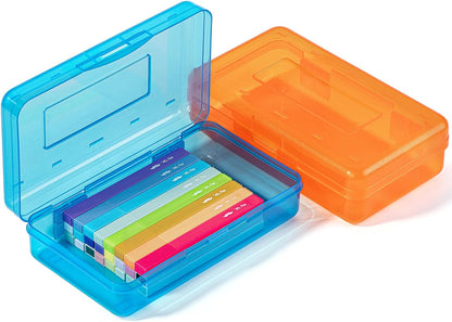 Mr. Pen- Clear Pencil Boxes, 2 Pack, Orange/Blue, Snap-Tight Lid, Plastic Pencil Box Organizer