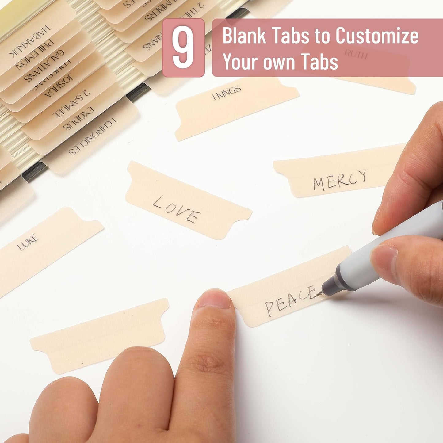 Mr. Pen- Bible Tabs, 75 Tabs, Transparent Cappuccino Laminated Bible Tabs for Women and Men, Bible Tabs for Study Bible Index Tabs, Bible Labels Tabs