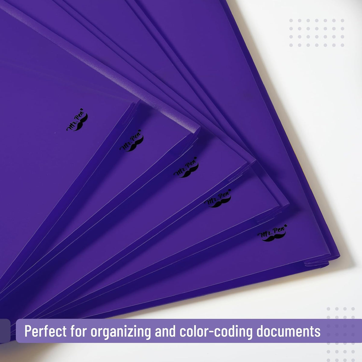 Mr. Pen- Plastic Folders with Pockets and Prongs, 24 Pack, Letter Size, Purple