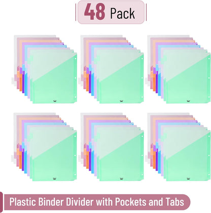 Mr. Pen- Binder Dividers with Pockets and Tabs, 6 Sets, 8 Tabs/Set, Pastel Color