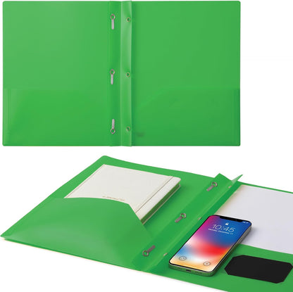 Mr. Pen- Plastic Folders with Pockets and Prongs, 48 Pack, Letter Size, Green