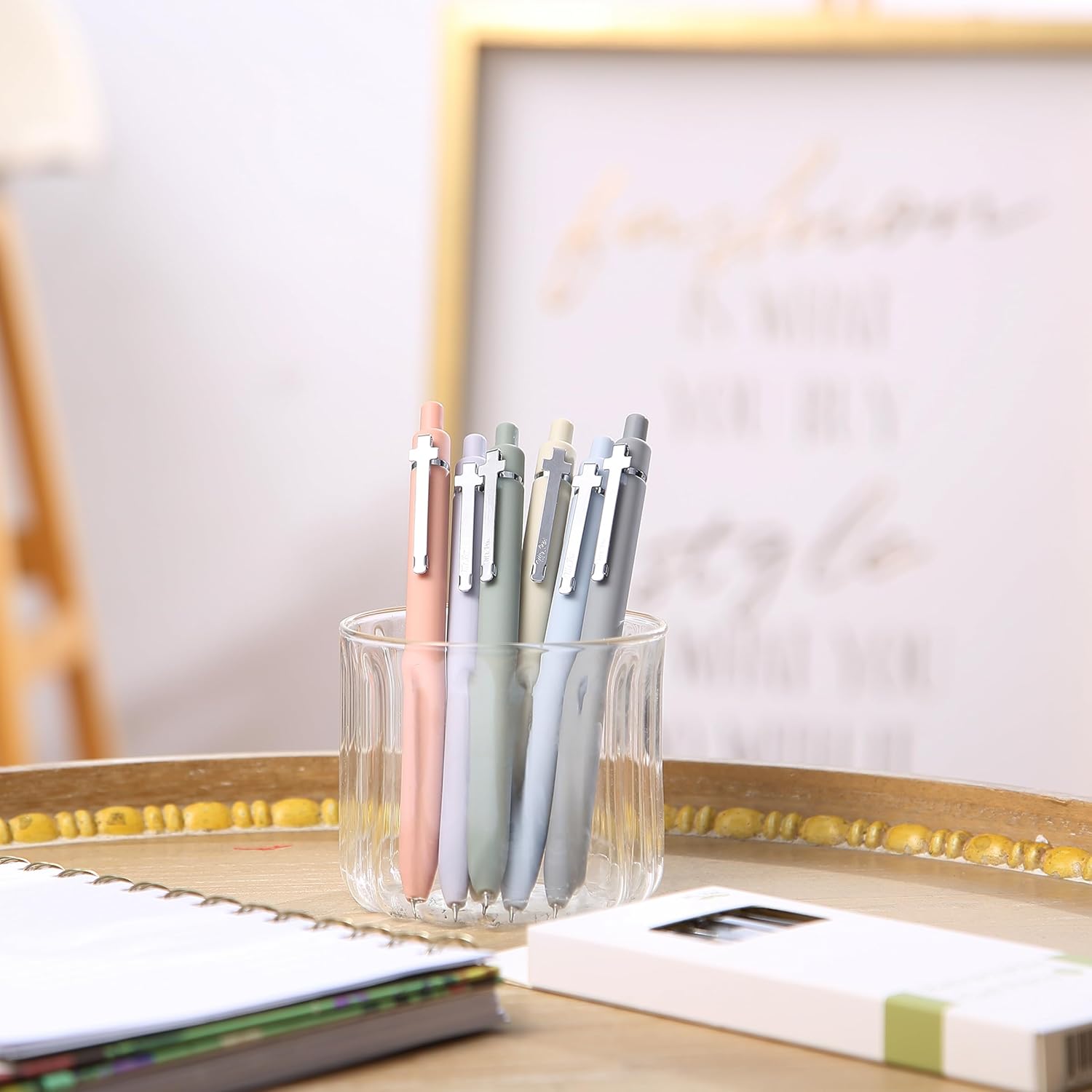 Customizable Retractable Cross Clip Pens, Black Ink, Fine Point 0.5mm, Assorted Color Barrels