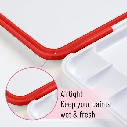 Mr. Pen- Airtight Watercolor Palette with Lid, Red, 18 Wells and 2 Mixing Areas, Empty Watercolor Palette