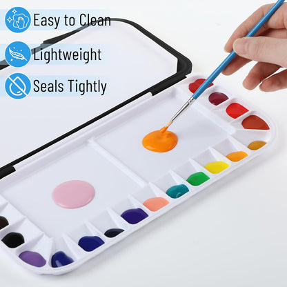 Mr. Pen- Airtight Watercolor Palette with Lid, Black, 18 Wells and 2 Mixing Areas, Empty Watercolor Palette
