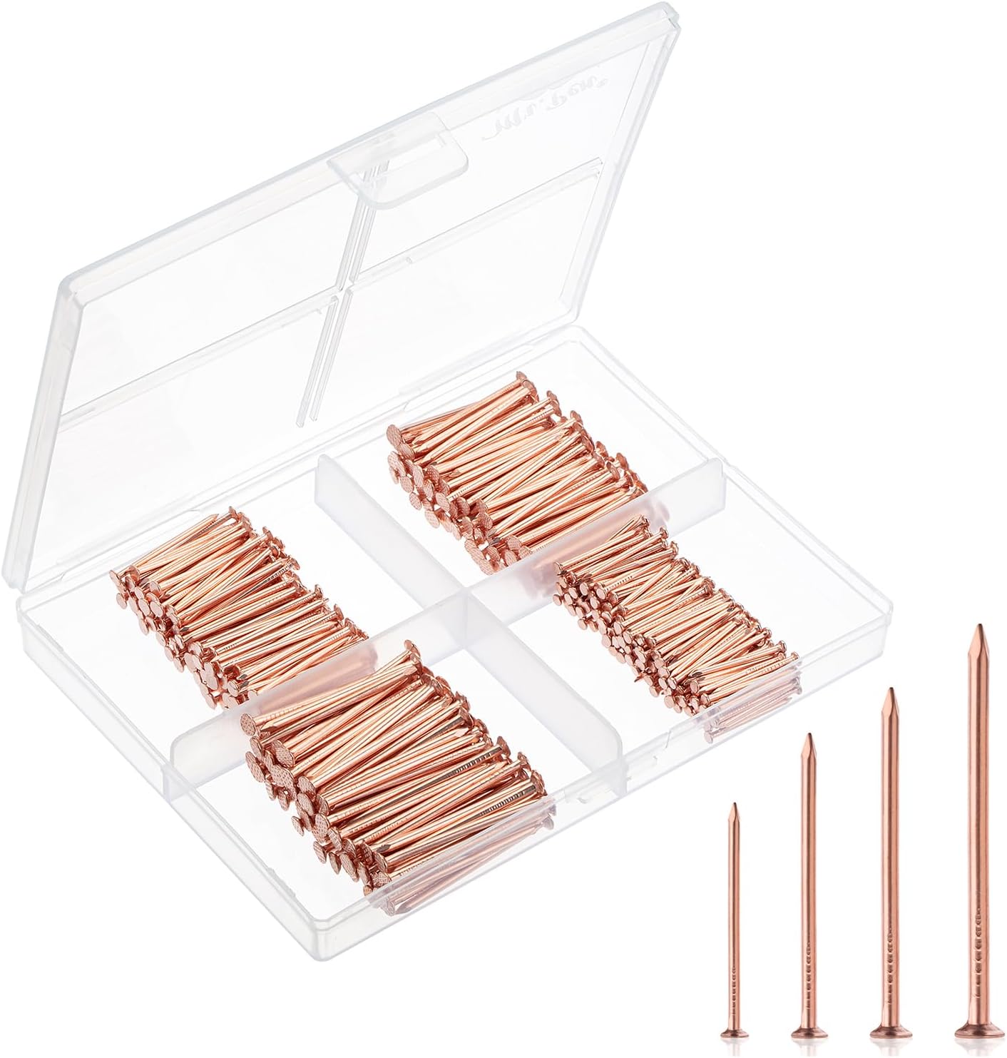 Nail Assortment Kit, 600 Pcs, 4 Sizes, Rose Gold, Small Nails for Hanging Pictures, Finishing Nails, Wall Nails for Hanging, Pin Nails, Hardware Nails, Assorted Nails, Galvanized Nails