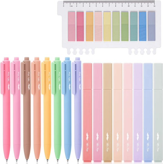 Mr. Pen- Aesthetic Highlighters and Gel Pens, 16 Pack, 200 Sheets Transparent Sticky Tabs for Books, No Bleed Highlighters for Bible Pages No Bleed