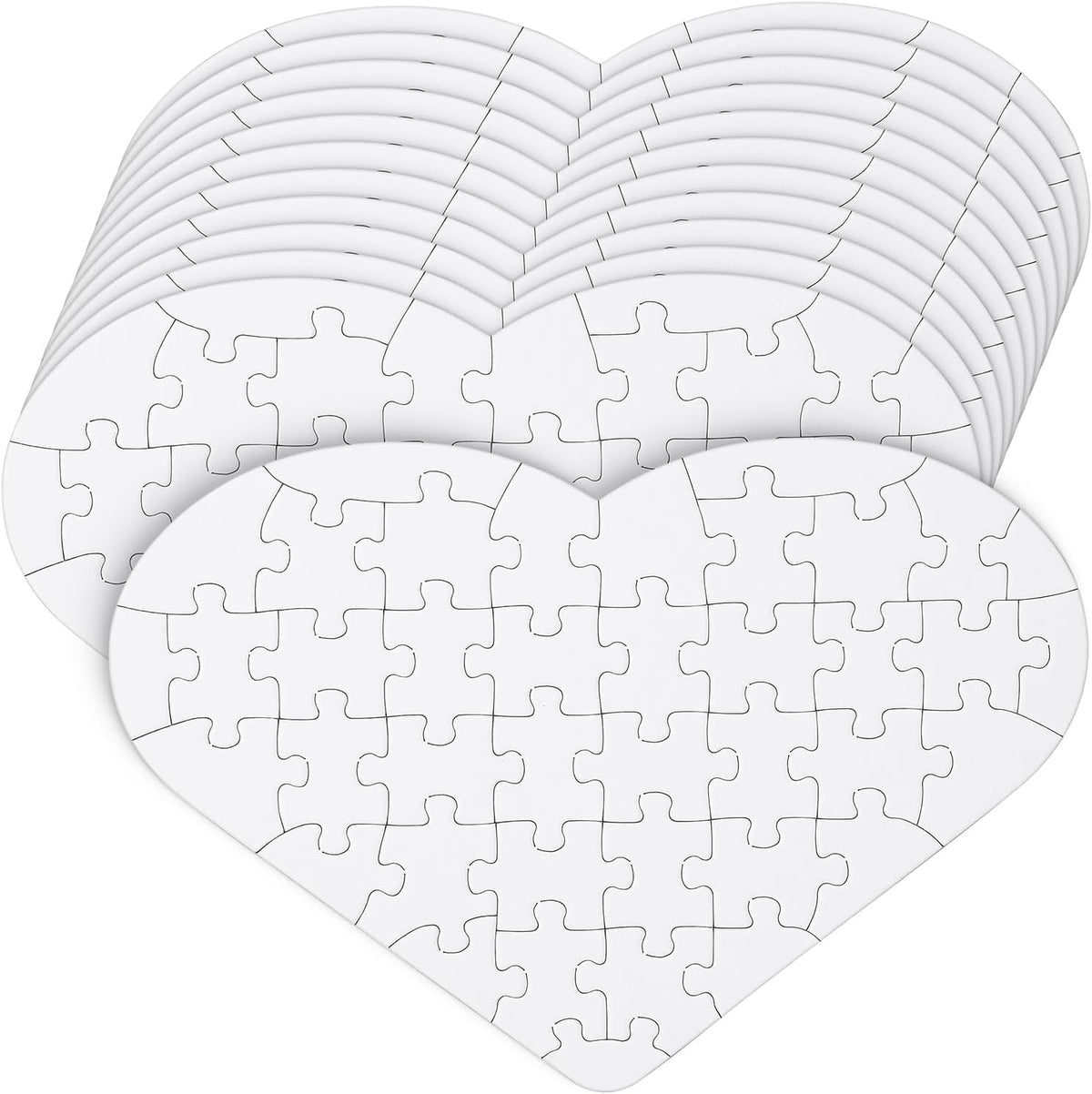 Mr. Pen- Blank Puzzle, 12 Pack, 40 Pieces/Pack, 9.3" x 6.2", Heart Shaped White Puzzle, Blank Puzzles to Draw on, All White Puzzle
