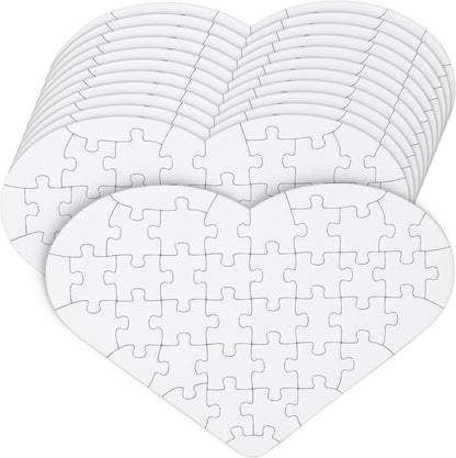 Mr. Pen- Blank Puzzle, 12 Pack, 40 Pieces/Pack, 9.3" x 6.2", Heart Shaped White Puzzle, Blank Puzzles to Draw on, All White Puzzle