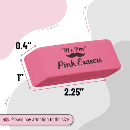 Mr. Pen- Pencil Erasers, 60 Pack, Pink, Large, Block Erasers for School
