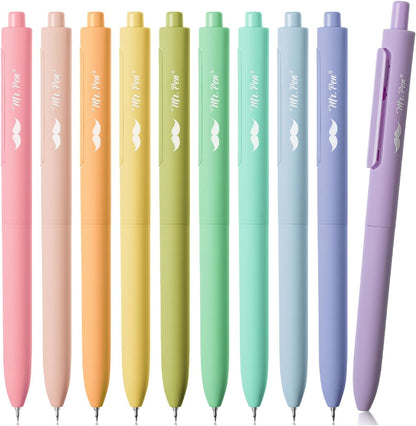 Retractable Gel Pens, 10 Pack, Colorful Ink Gel Pens, Pastel Barrels, Gel Pens Fine Point 0.5mm, Retractable Pens, Cute Pens, Gel Ink Pens, Aesthetic Pens for Journaling Fine Tip Pens