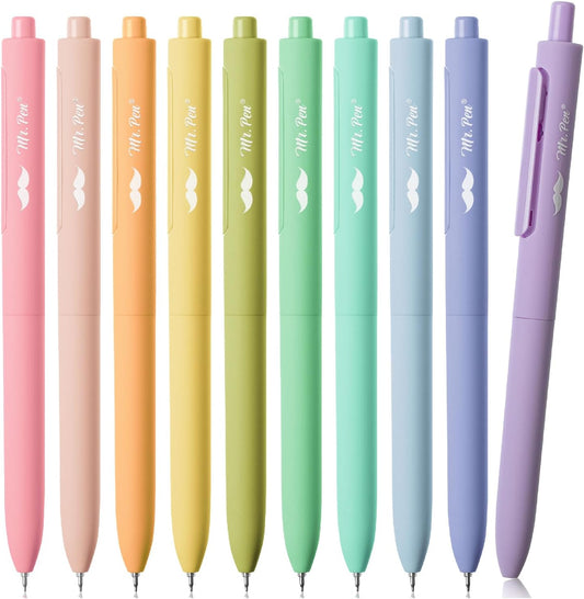 Retractable Gel Pens, 10 Pack, Colorful Ink Gel Pens, Pastel Barrels, Gel Pens Fine Point 0.5mm, Retractable Pens, Cute Pens, Gel Ink Pens, Aesthetic Pens for Journaling Fine Tip Pens