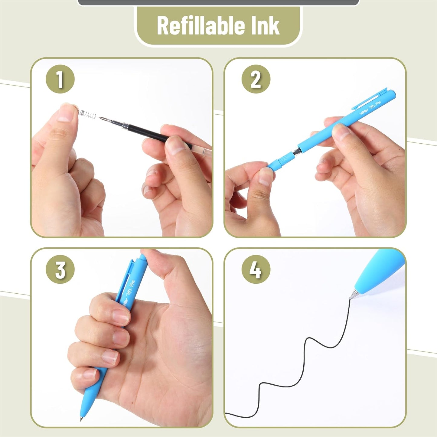 Mr. Pen- Retractable Gel Pens, 12 Pack, Black Ink, Pastel Barrel Gel Pens, Gel Pens Fine Point 0.5mm, Retractable Pens