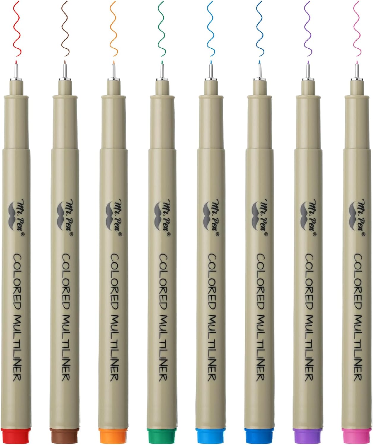 Mr. Pen Drawing Pens for Artists, 0.25mm, 8 Pack, Colorful Artist pen