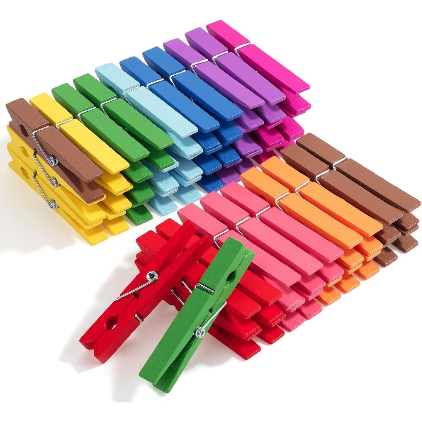 Wooden Clothes Pins, Colorful, 50 Pack, 2.85 Inch, Strong Grip