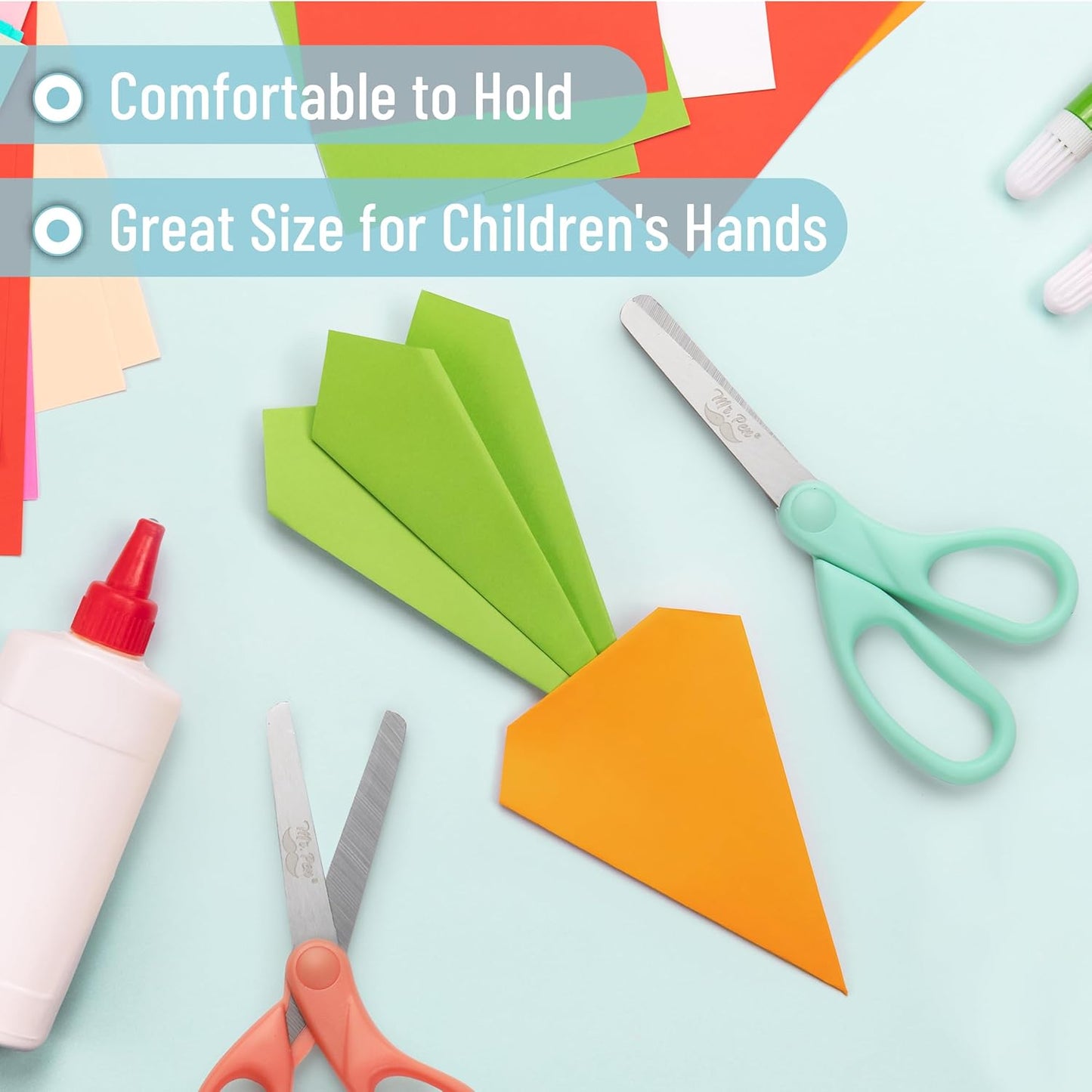 Kids Scissors 5”, 12 Pack, Blunt Tip, Modern Shades, Ages 4+