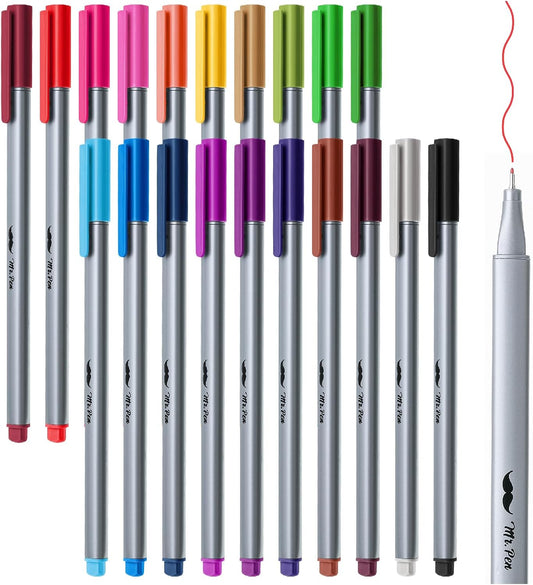 Mr. Pen- Fineliner Pens, 20 pcs, Colorful Pens, 0.4mm Fineliners Pens, Art Pens, Writing Pens Fine Point Pen