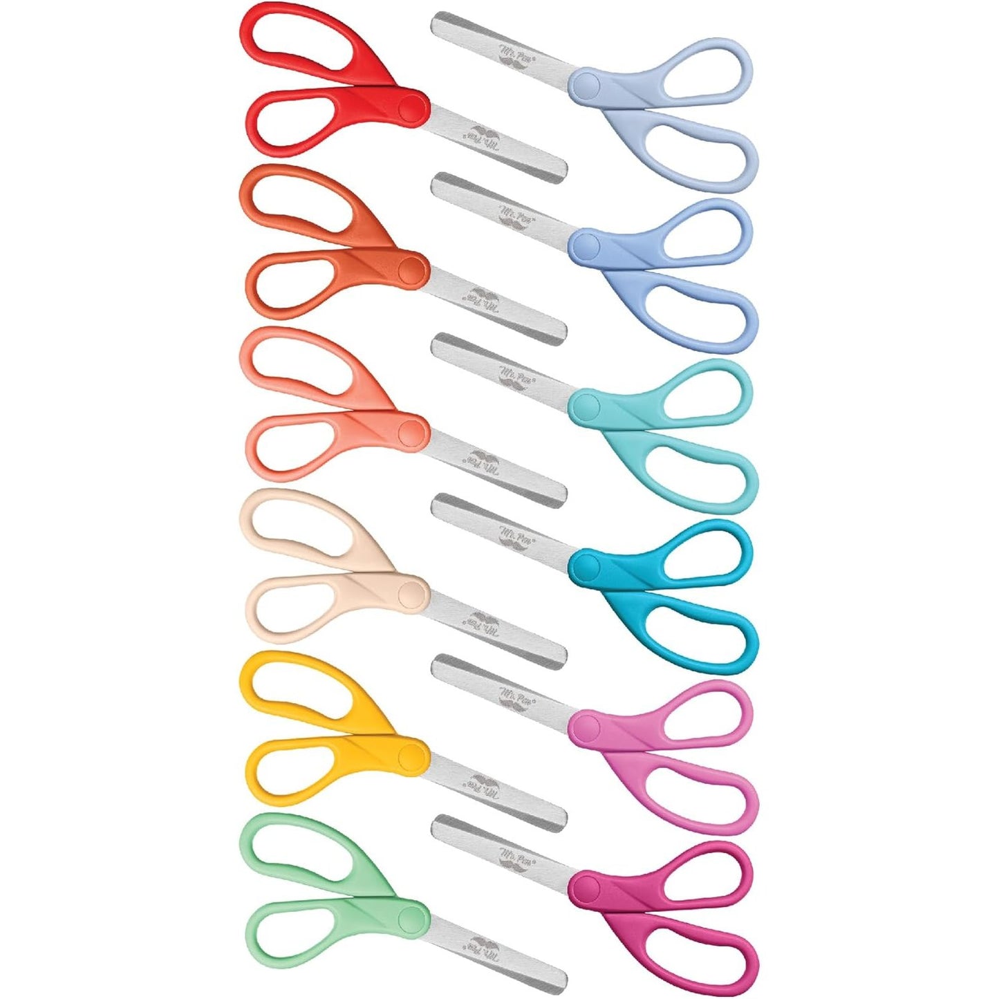 Kids Scissors 5”, 12 Pack, Blunt Tip, Modern Shades, Ages 4+