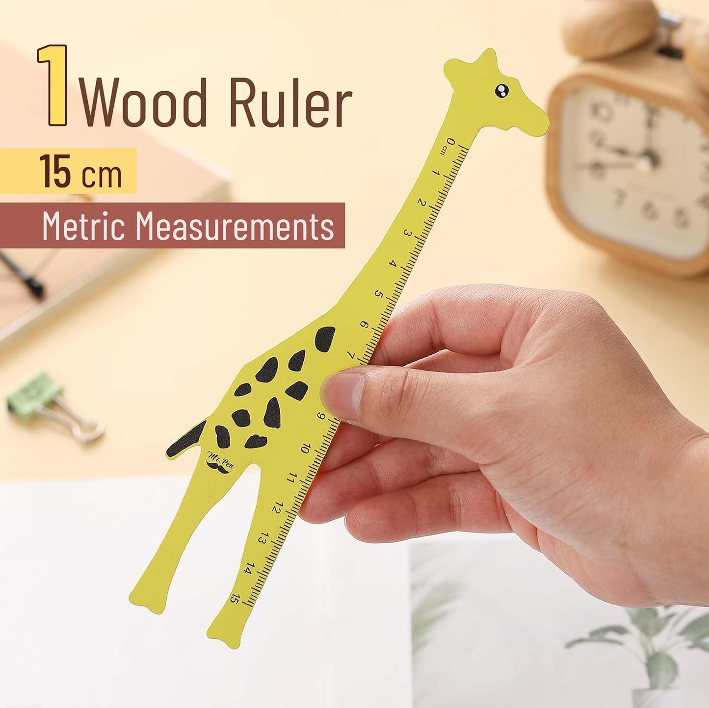 Mr. Pen- Wooden Ruler, 15cm, Giraffe Wood Ruler, Centimeter Ruler, mm Ruler