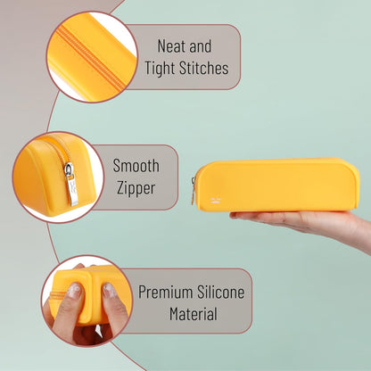Mr. Pen- Silicone Pencil Case Pouch, Golden Honey, Aesthetic Multipurpose Design