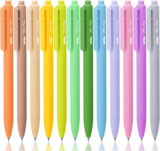 Mr. Pen- Retractable Gel Pens, 12 Pack, Light Vintage Ink Colors Gel Pens Fine Point