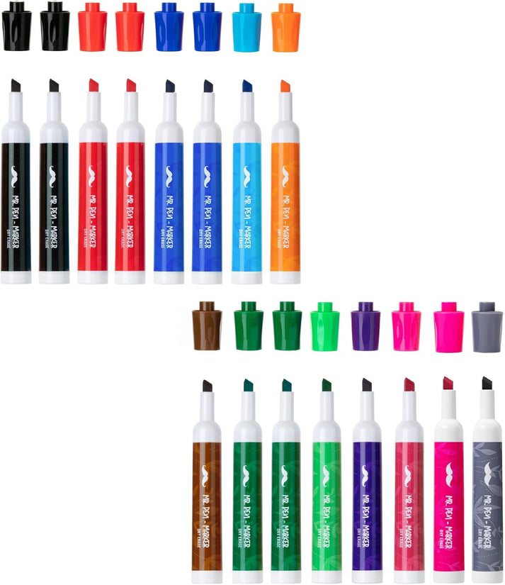 Mr. Pen Dry Erase Markers, 16 Pack, Low Odor, Chisel Tip