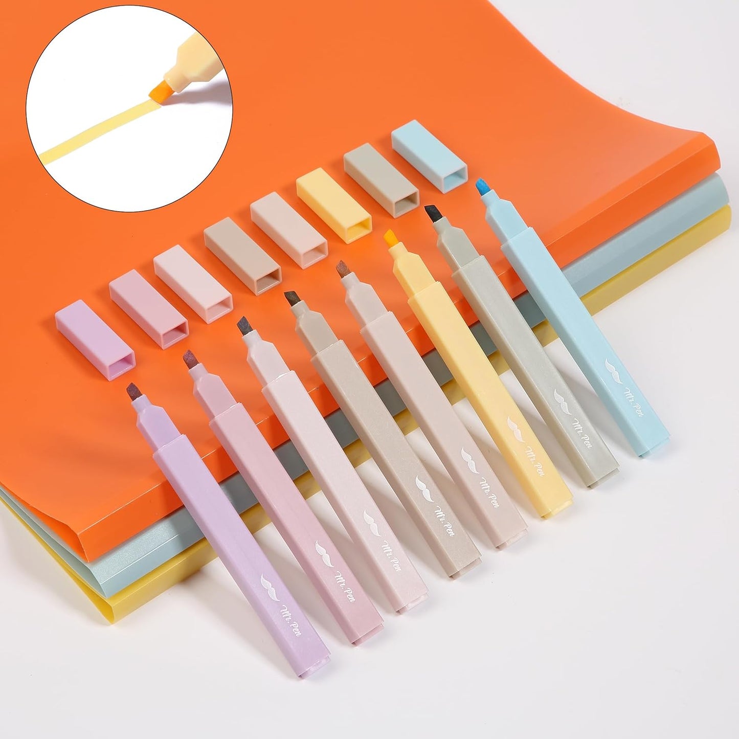 Mr. Pen- Aesthetic Highlighters, 8 pcs, Chisel Tip, Neutral Colors