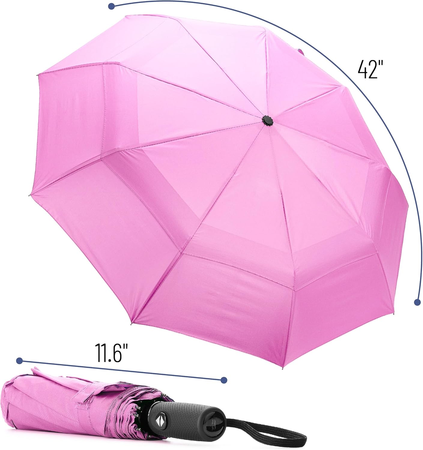 Mr. Pen- Windproof Travel Umbrella, Pastel Magenta, Automatic Umbrellas for Rain