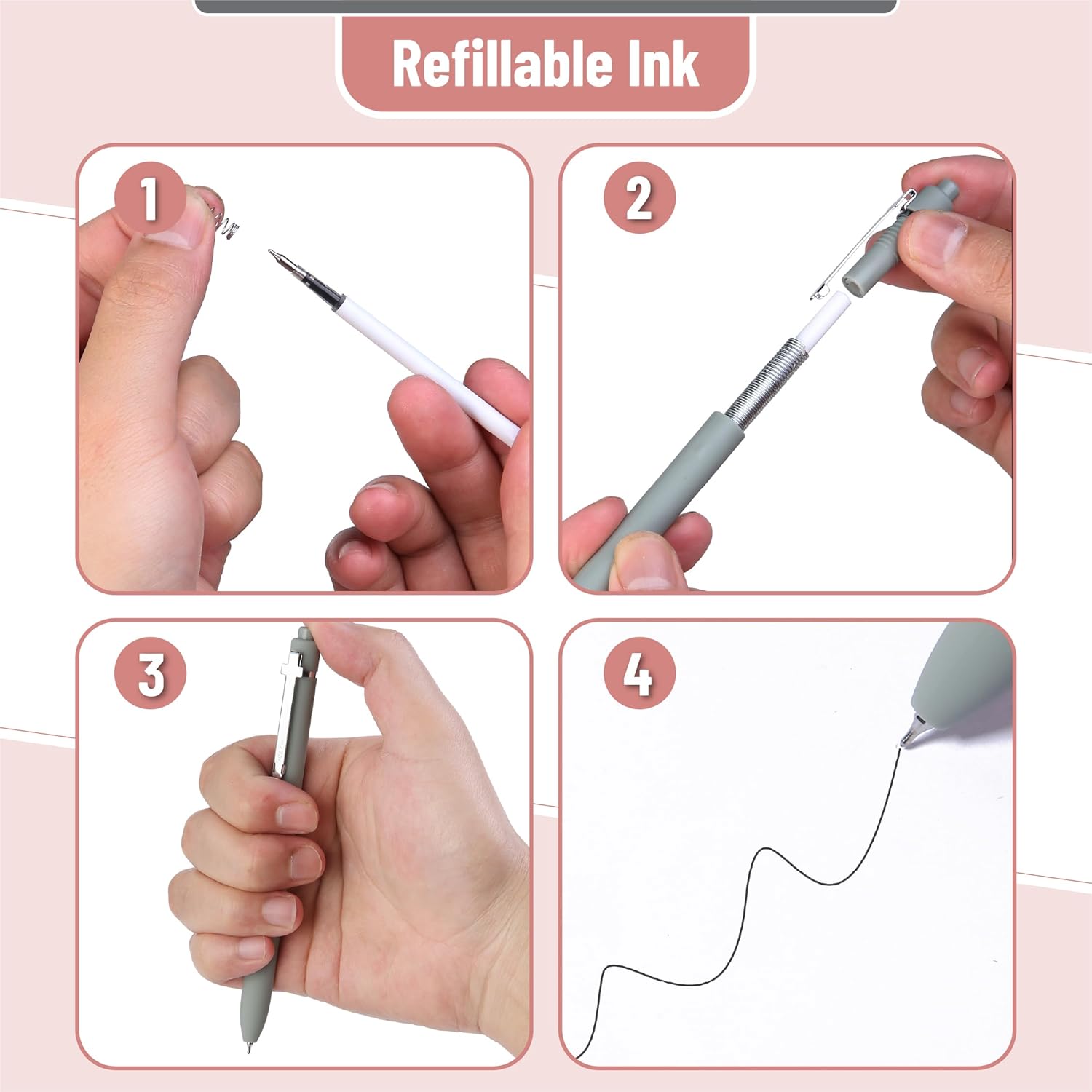 Customizable Retractable Cross Clip Pens, Black Ink, Fine Point 0.5mm, Assorted Color Barrels