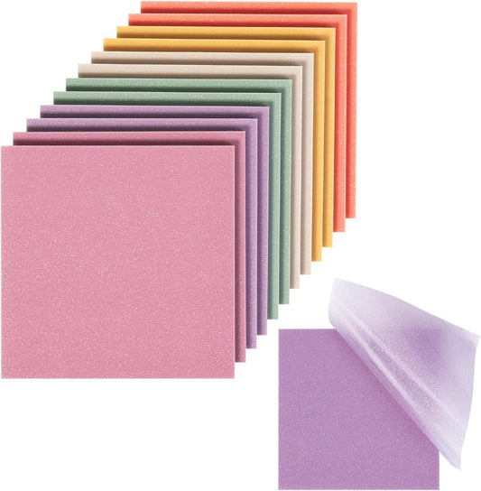 Plastic Glitter Sticky Notes 3x3, 12 Pads, 600 Sheets, Vintage Colors