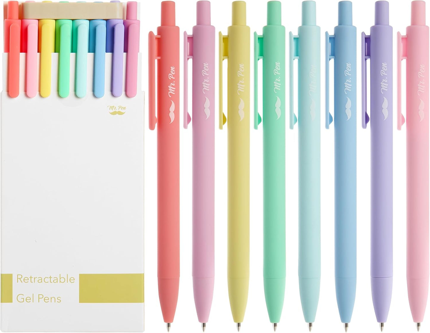 Mr. Pen- Retractable Gel Pens, 8 Pack, Pastel Ink Gel Pens, Gel Pens Fine Point 0.7mm