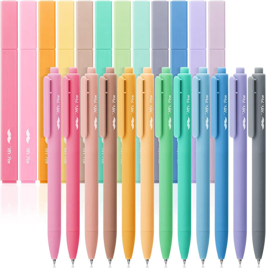 Mr. Pen- Aesthetic Highlighters and Gel Pens, 24 Pack, Assorted Colors Bible Highlighters No Bleed, Colorful Ink Gel Pens