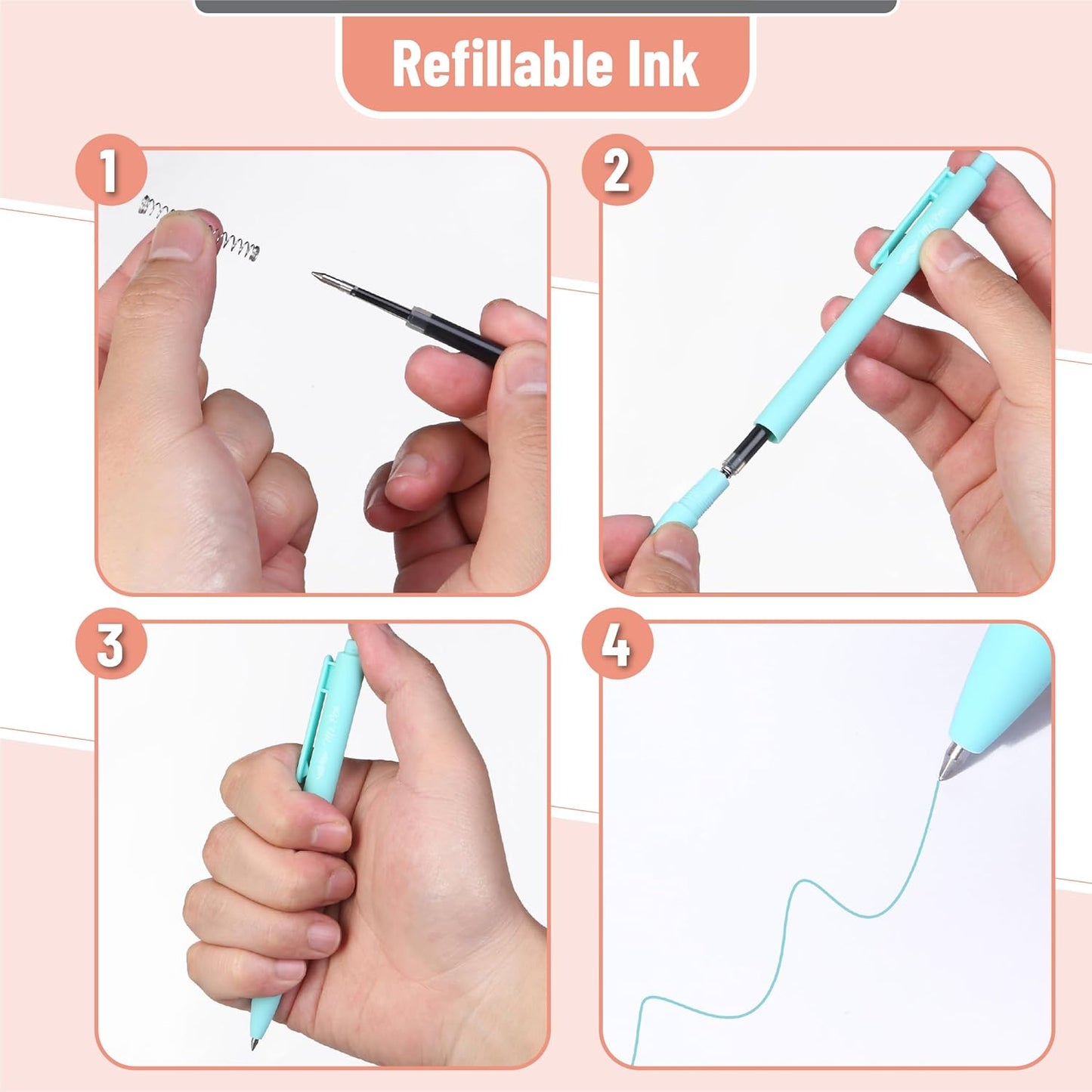 Mr. Pen- Retractable Cute Gel Pens for Journaling, 12 Pack, Assorted Color, 0.7 mm, Pastel Barrel with Silver Cross Clip