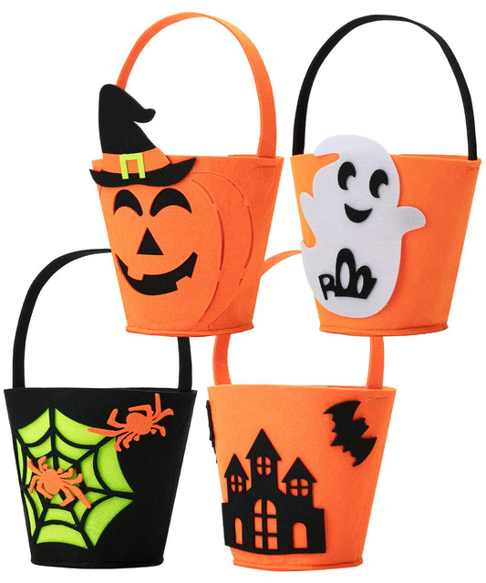 Mr. Pen- Mini Halloween Candy Bucket, 4 Pack (Check the Size), Halloween bucket, Halloween Trick or Treat Bucket, Halloween Trick or Treat Bags, Halloween Bags for Trick or Treat