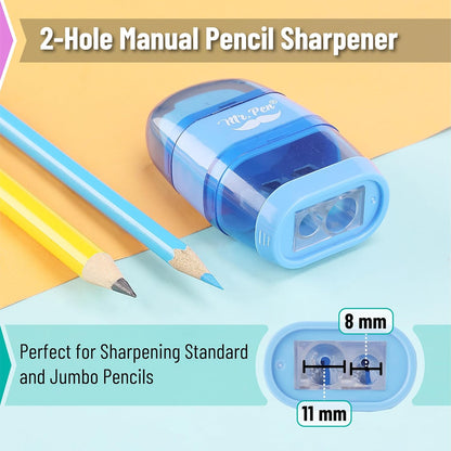 Mr. Pen- Pencil Sharpener & Eraser, 4 Pack, Colorful Erasers, 2 Sharpening Holes, Pencil Sharpeners Manual Pencil Sharpener