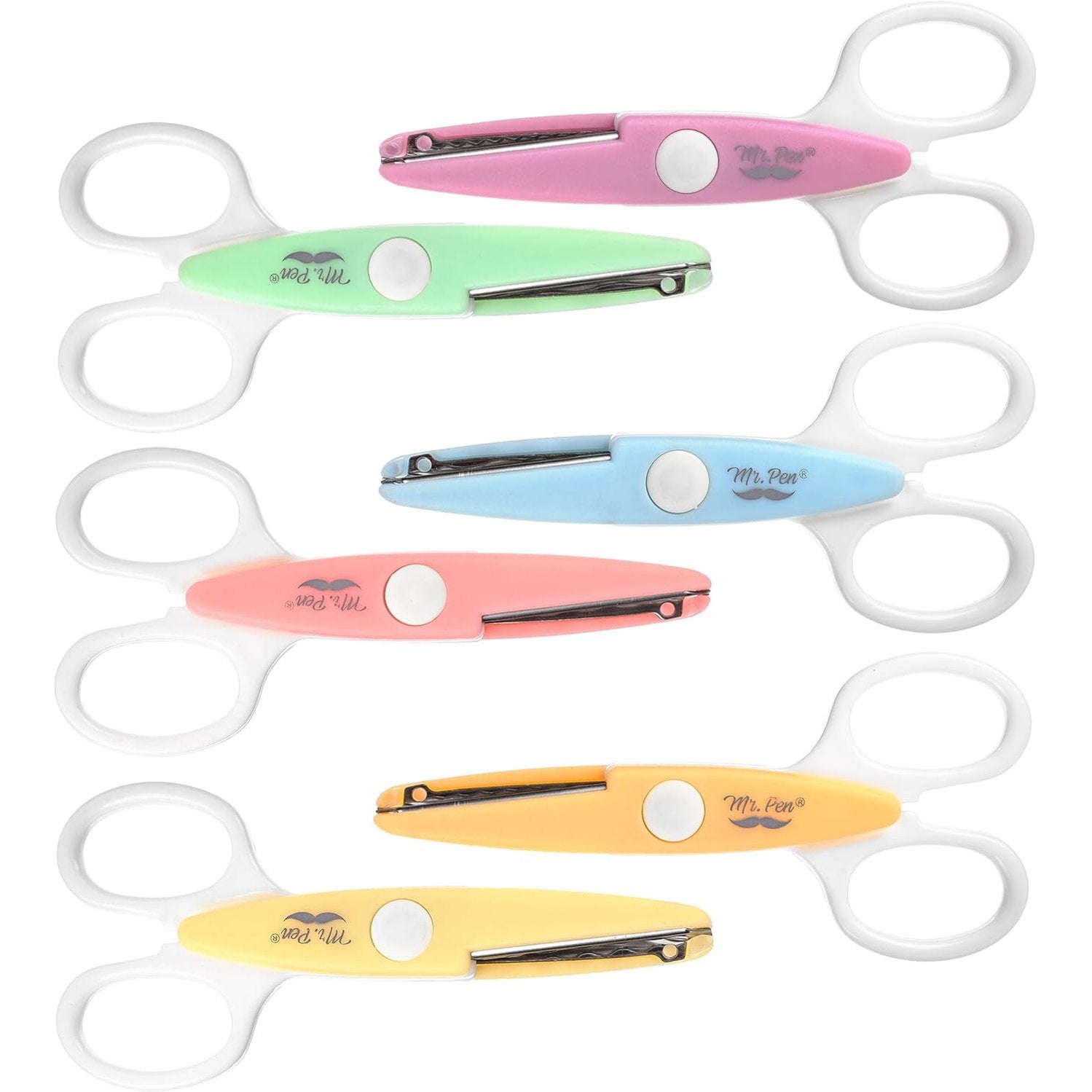 Mr. Pen Craft Scissors Decorative Edge, 6 Pack, White & Pastel Color,