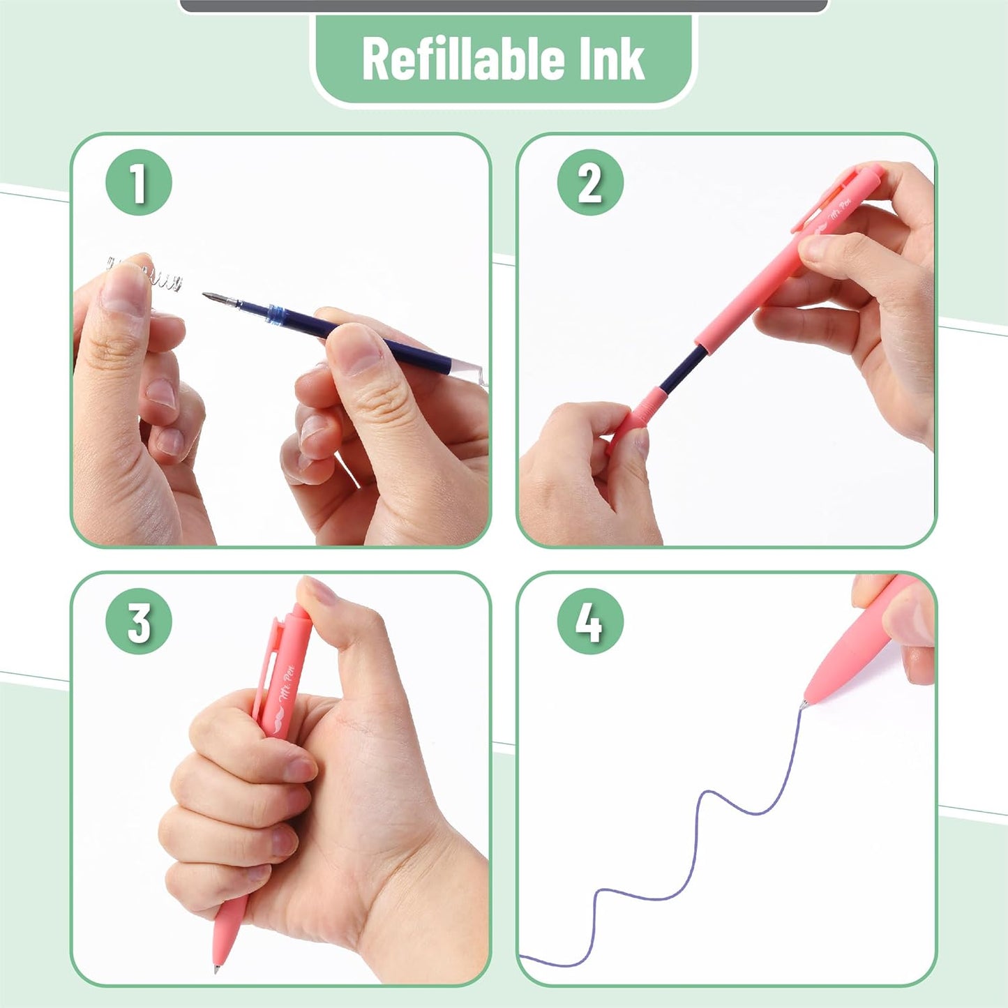 Mr. Pen- Retractable Gel Pens, 12 Pack, Blue Ink, Celestial Color Barrels Gel Pens, Gel Pens Fine Point 0.5mm