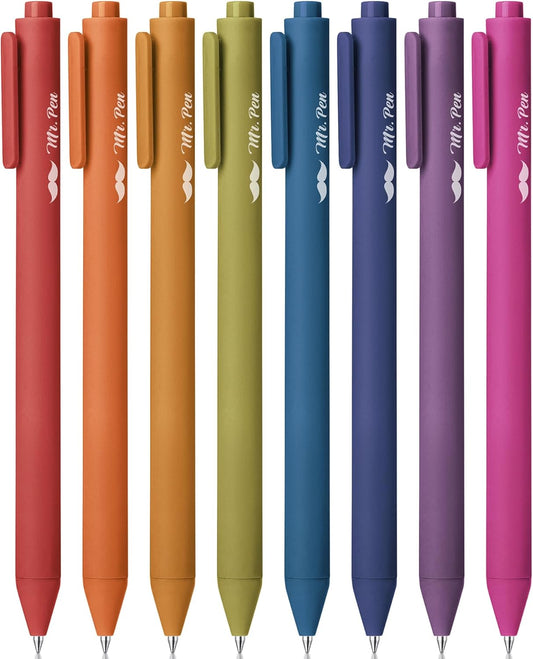Mr. Pen- Retractable Gel Pens, 8 Pack, Unique Vintage Ink Colors Gel Pens Fine Point 0.7mm, Fast Dry Vintage Pen, Retractable Pens