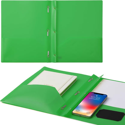 Mr. Pen- Plastic Folders with Pockets and Prongs, 24 Pack, Letter Size, Green