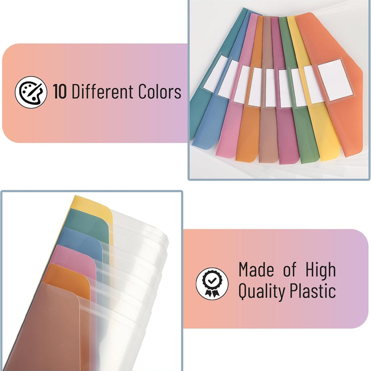 Mr. Pen- Clear Plastic Envelopes with Snap Closure, 30 Pack, A4, Letter Size, Colorful Flaps