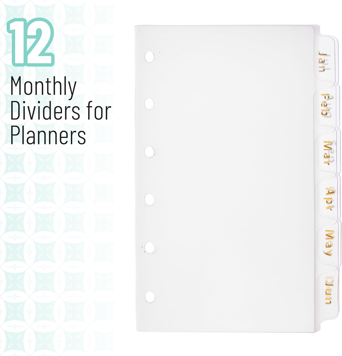 Monthly Dividers for Planner, 12 tab dividers, A6 Binder Dividers with Tabs 12 Months, 6 Ring Binder Tabs dividers, A6 Binder Inserts, A6 Planner Inserts, Monthly Tabs